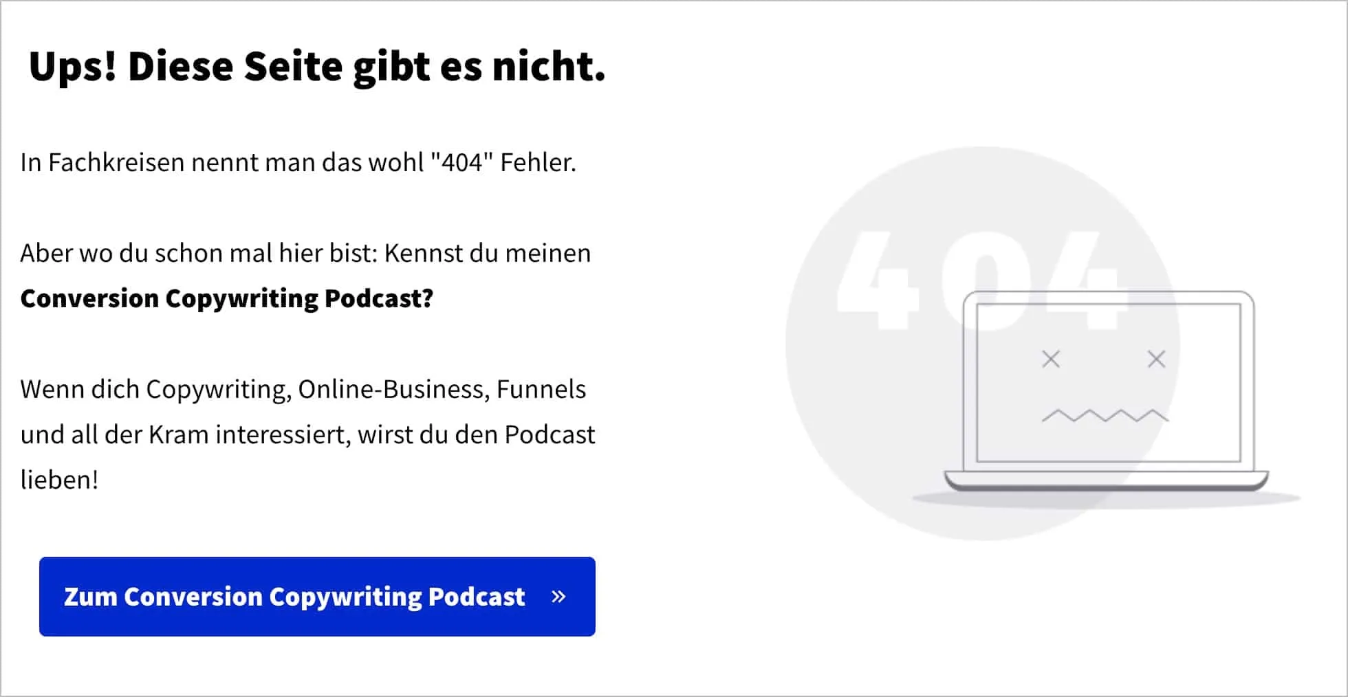 Podcast auf deiner 404-Seite platzieren für kostenlose Werbung