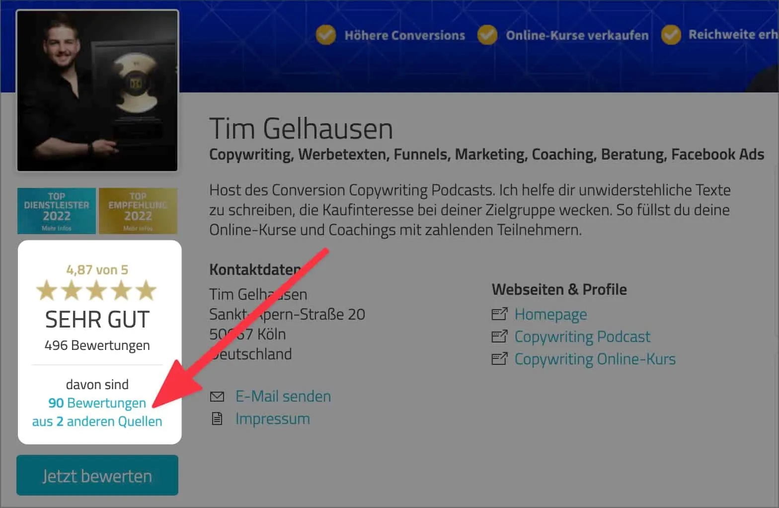 alle Bewertungen an einem zentralen Ort über ProvenExpert