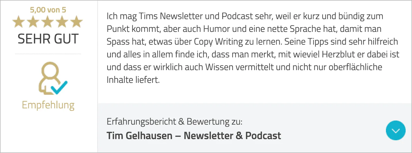 Kundenbewertung zum Podcast über ProvenExpert