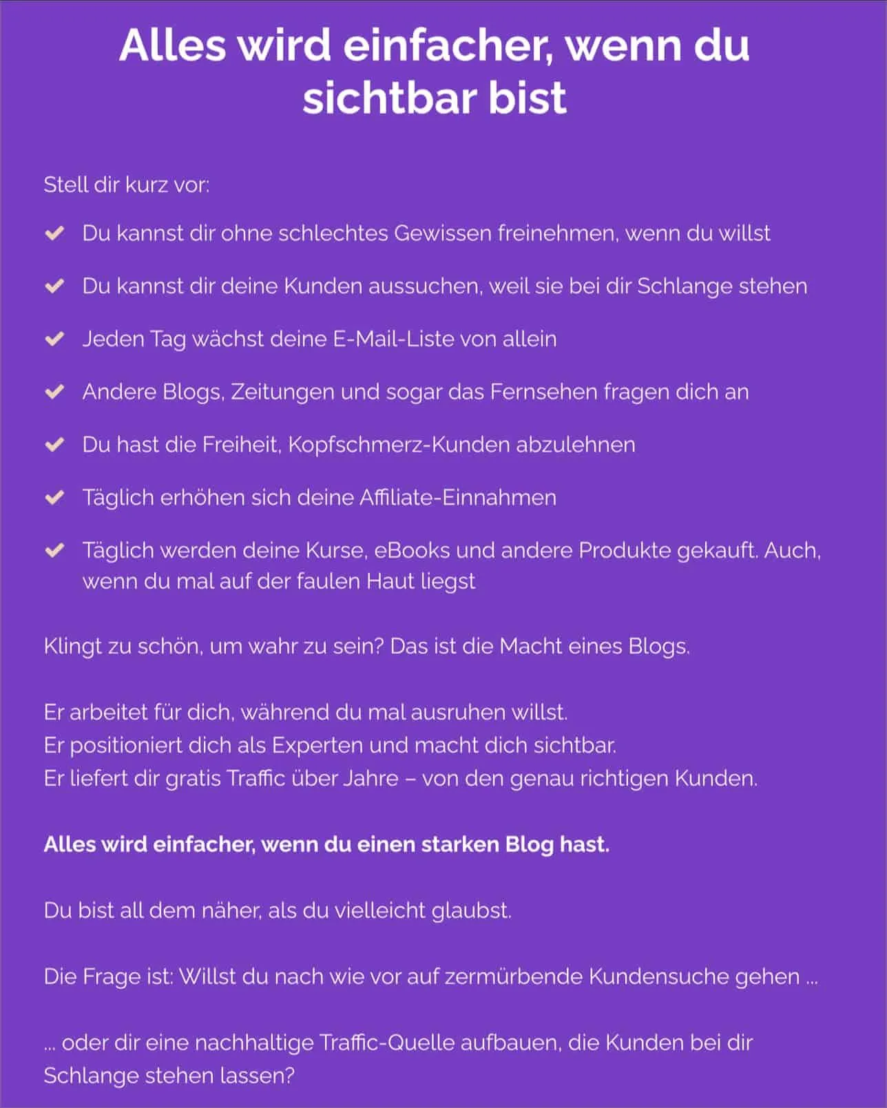 Die letzte Sektion auf deiner Sales Page sollte noch einmal den Nutzen deines Produktes kommunizieren
