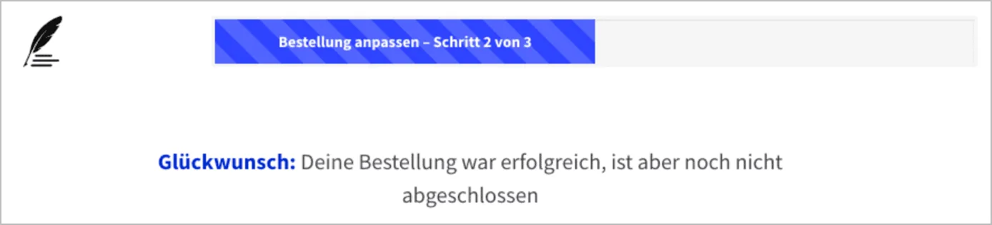 Upselling: bestätige, dass der ursprüngliche Kauf erfolgreich war