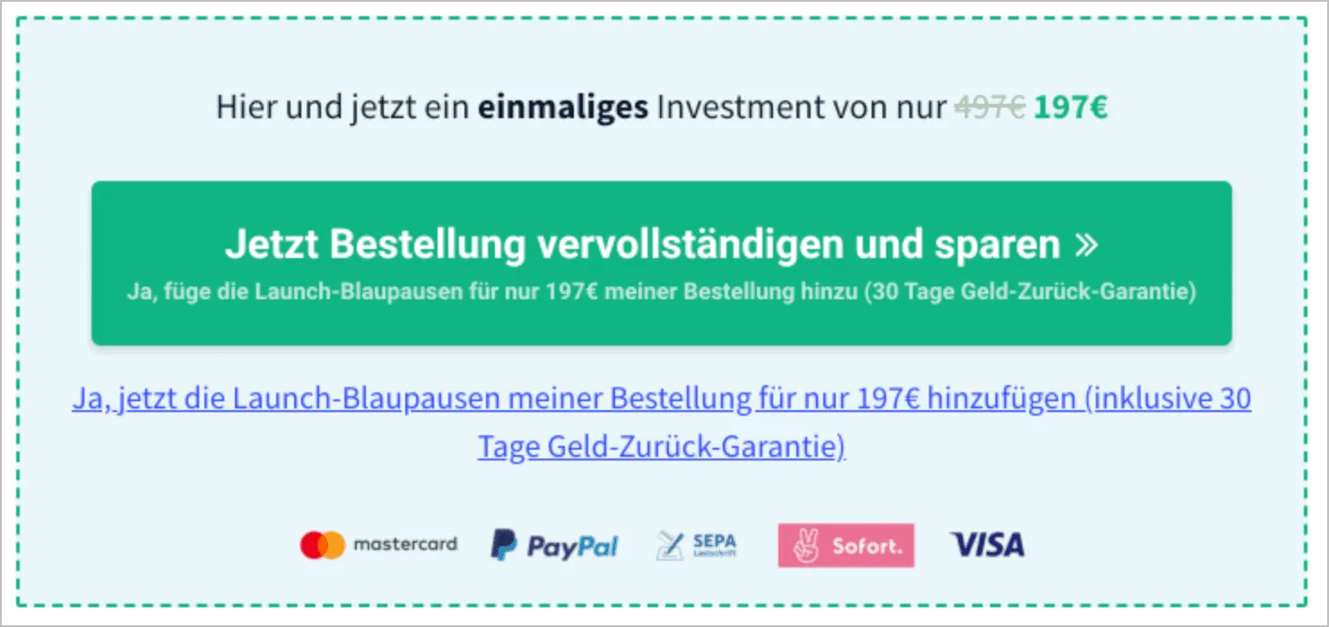 Upsell: 1-Click-Upsell-Funktion