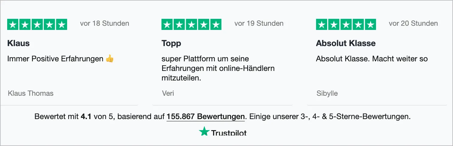 Einbindung von Kundenbewertungen über Trustpilot