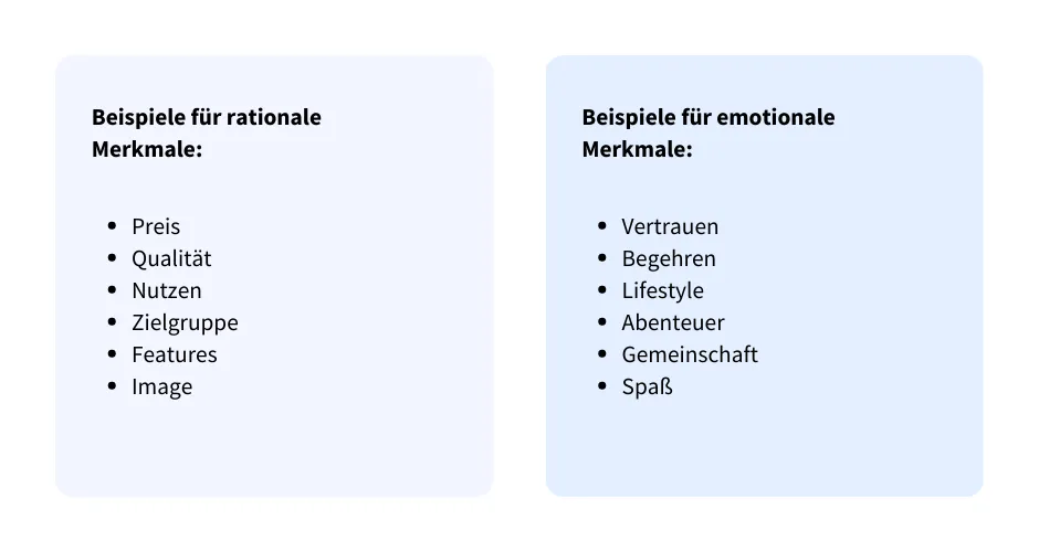 Rationale vs emotionale Merkmale