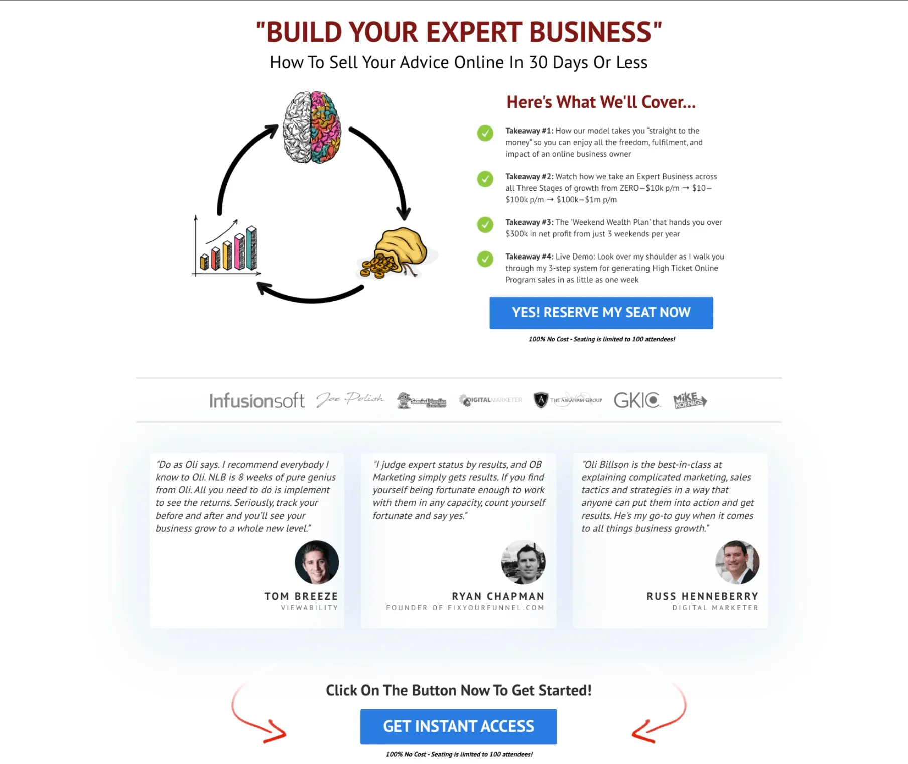 Landingpage für Webinare