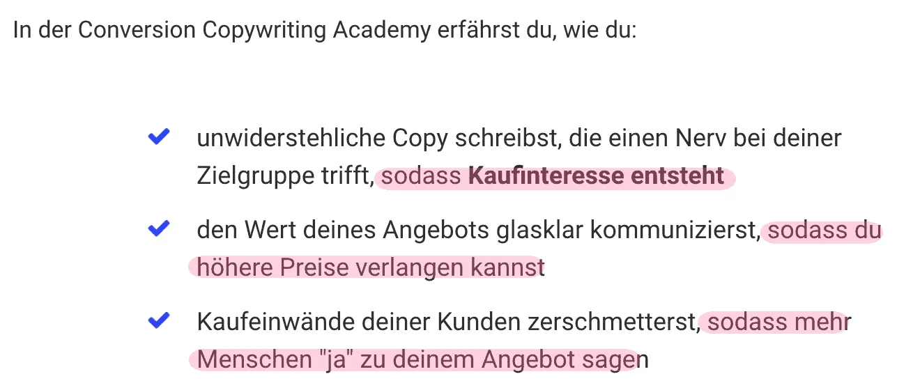 Verlangen nach dem Produkt bauen.