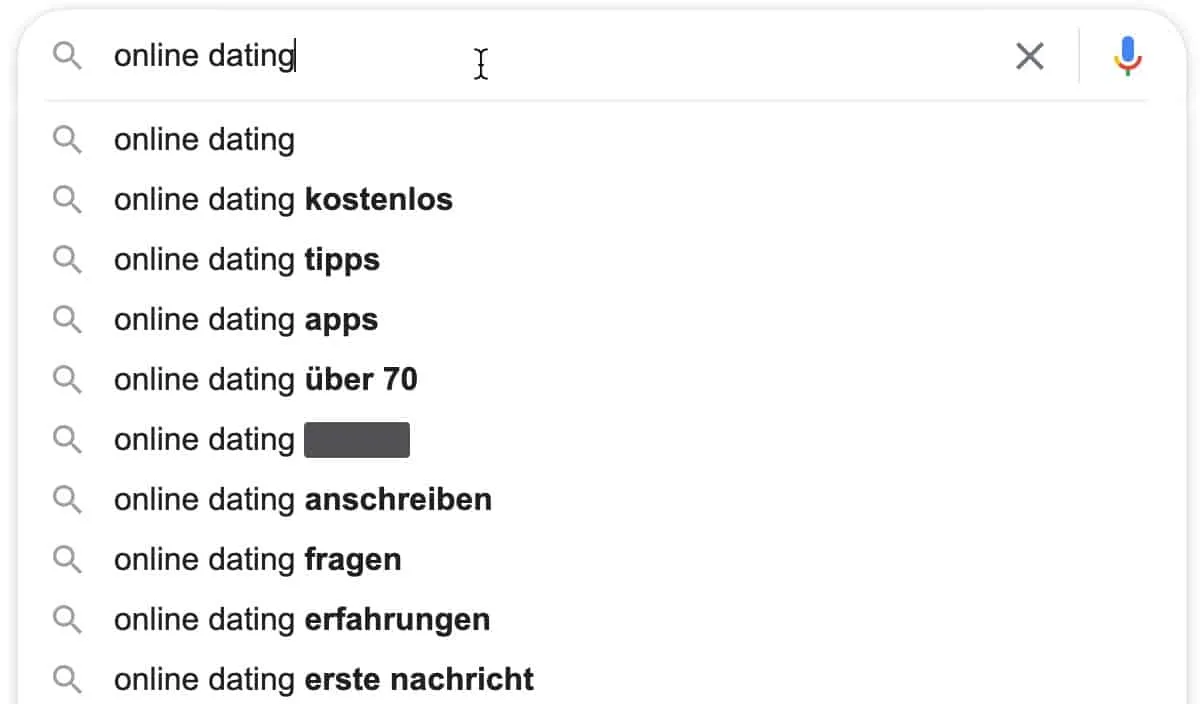 Google Autosuggest um Nische zu finden