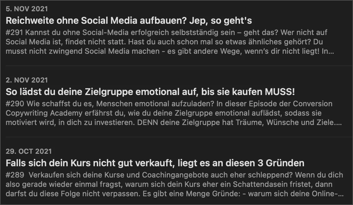 Episodentitel sollen potenzielle Hörer neugierig machen 