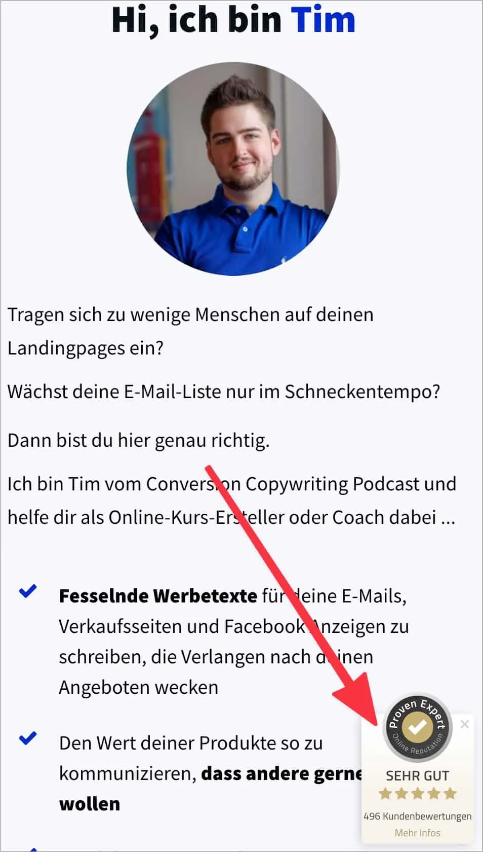 Pro-Seal Siegel auf mobiler Ansicht 