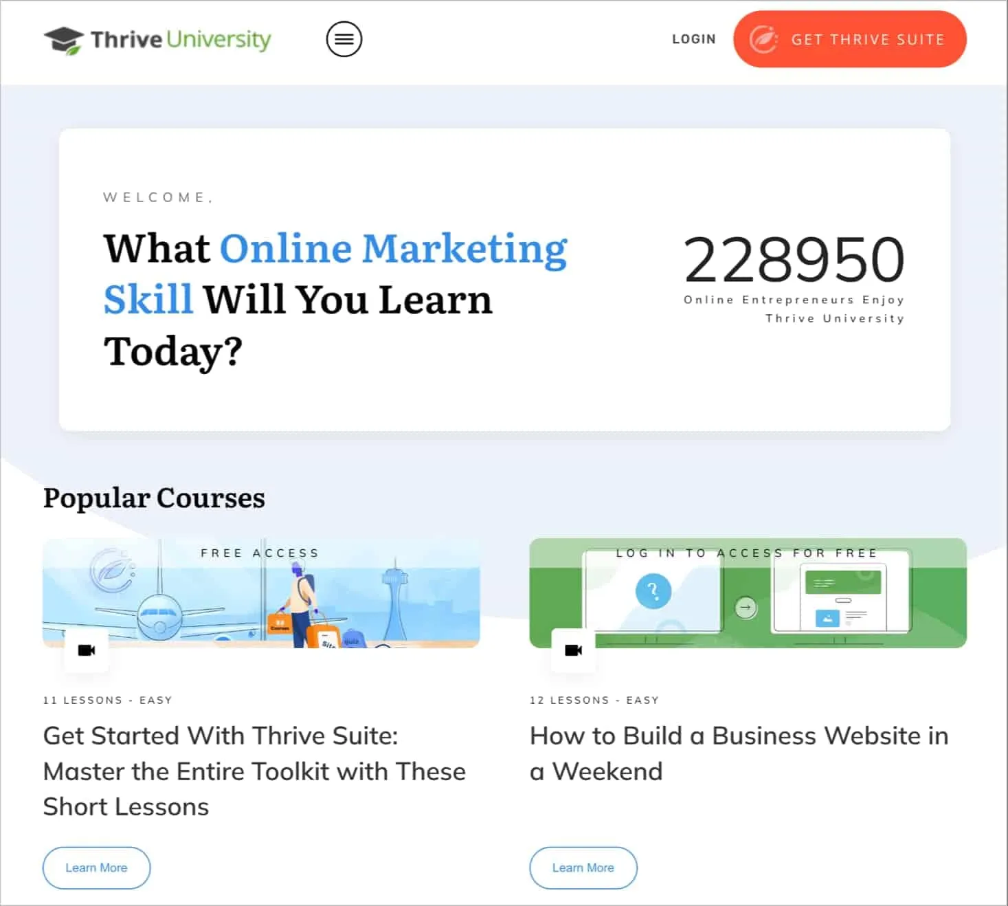 In deer Thrive University findet man mehrere kostenlose YouTube Videos zu verschiedensten Inhalten, wie zum Beispiel “How to build a business website in a weekend”