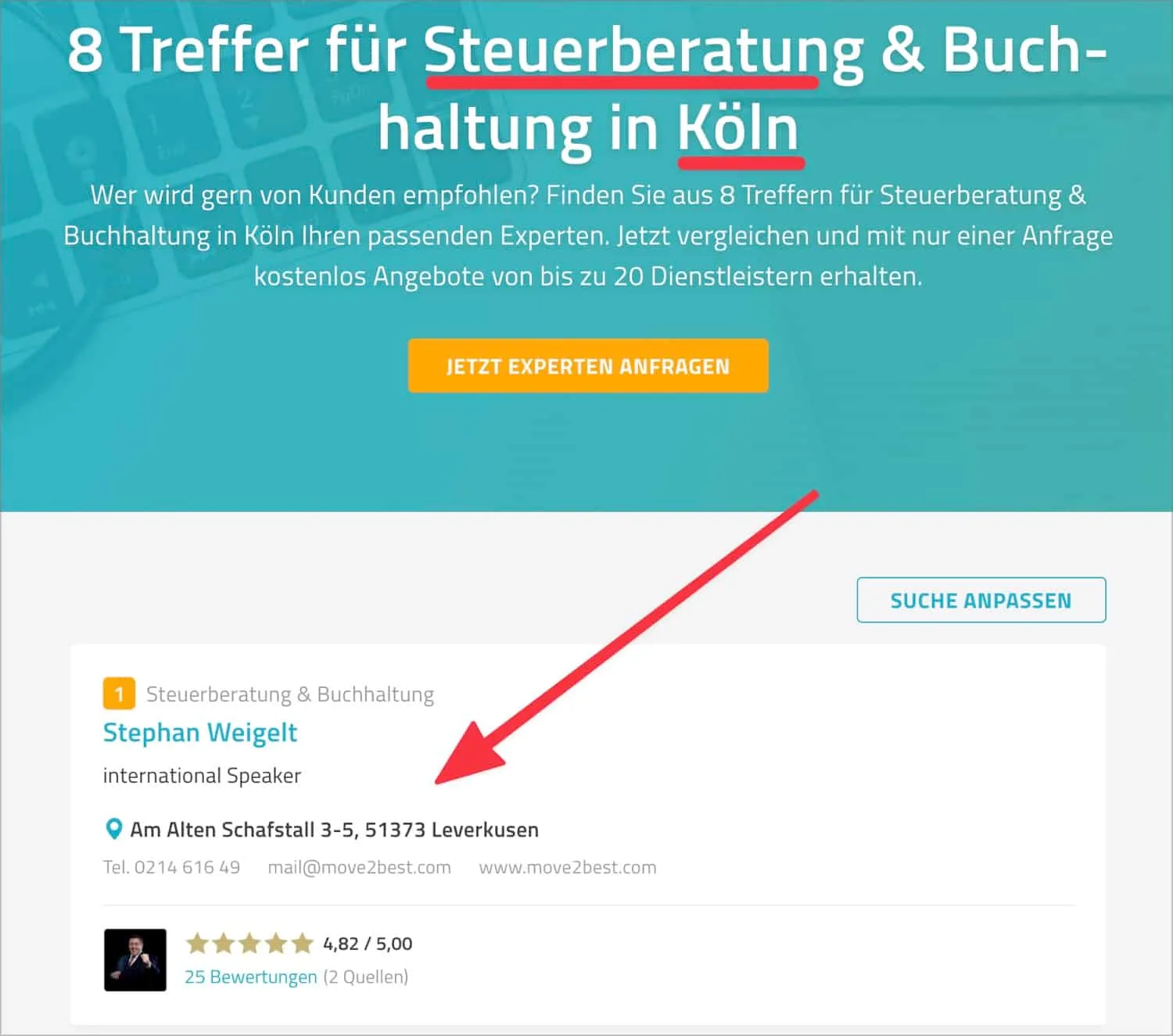 Gezielte Suche nach Dienstleistern über ProvenExpert