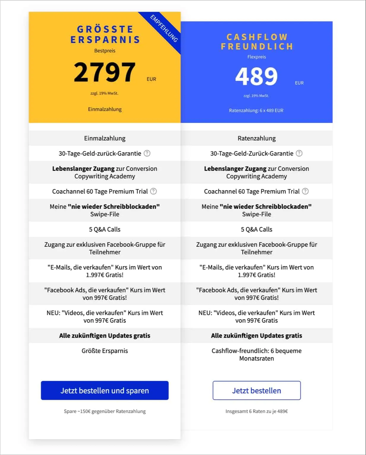Biete auf deiner Sales Page unterschiedliche Zahlmethoden, wie Einmal- oder Ratenzahlung an