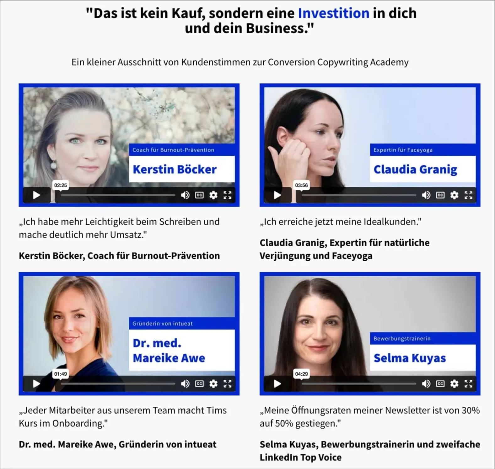 Besonders effektiv sind Video-Kundenstimmen auf deiner Sales Page