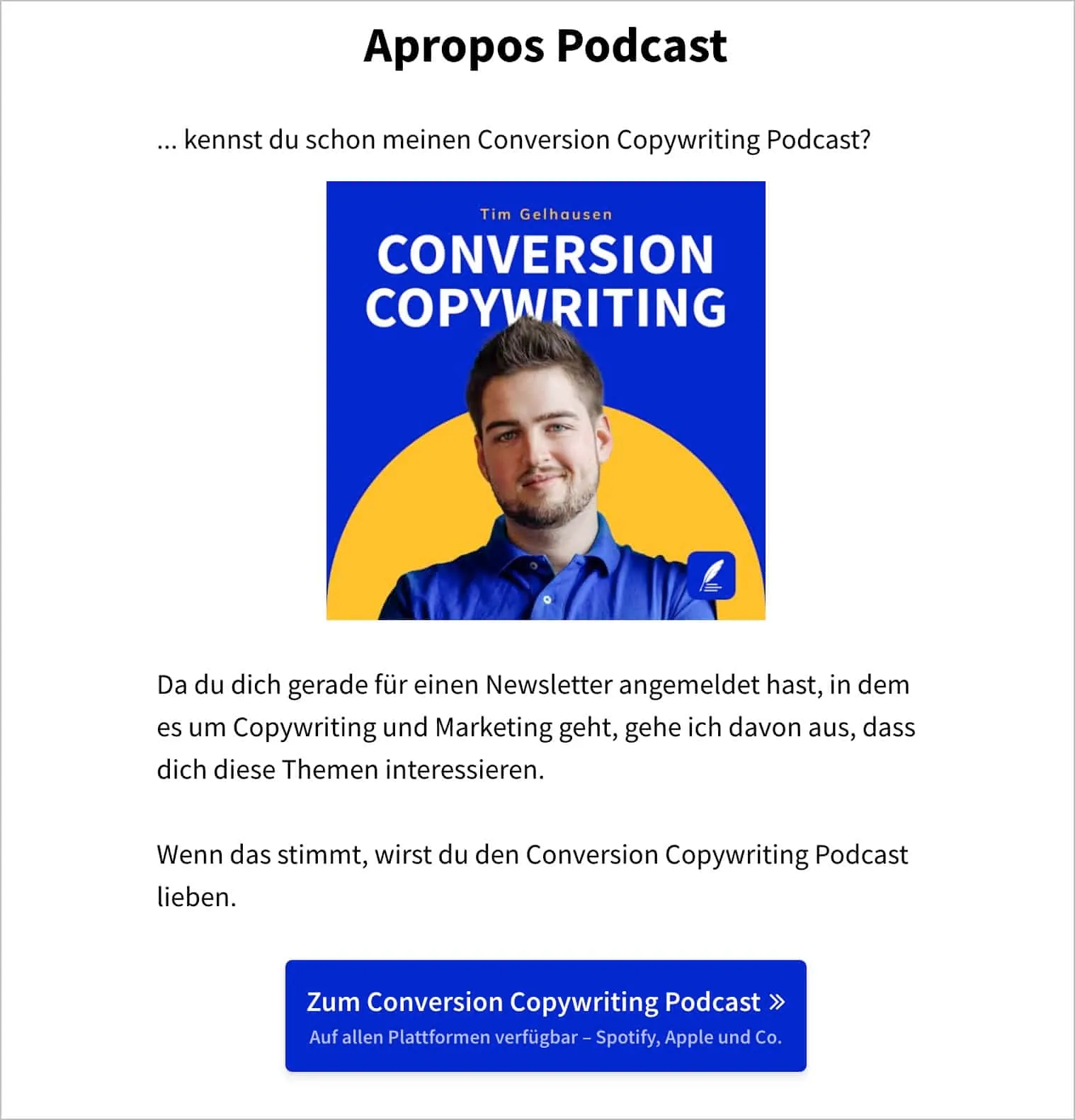 Podcast Verlinkung auf Dankesseiten
