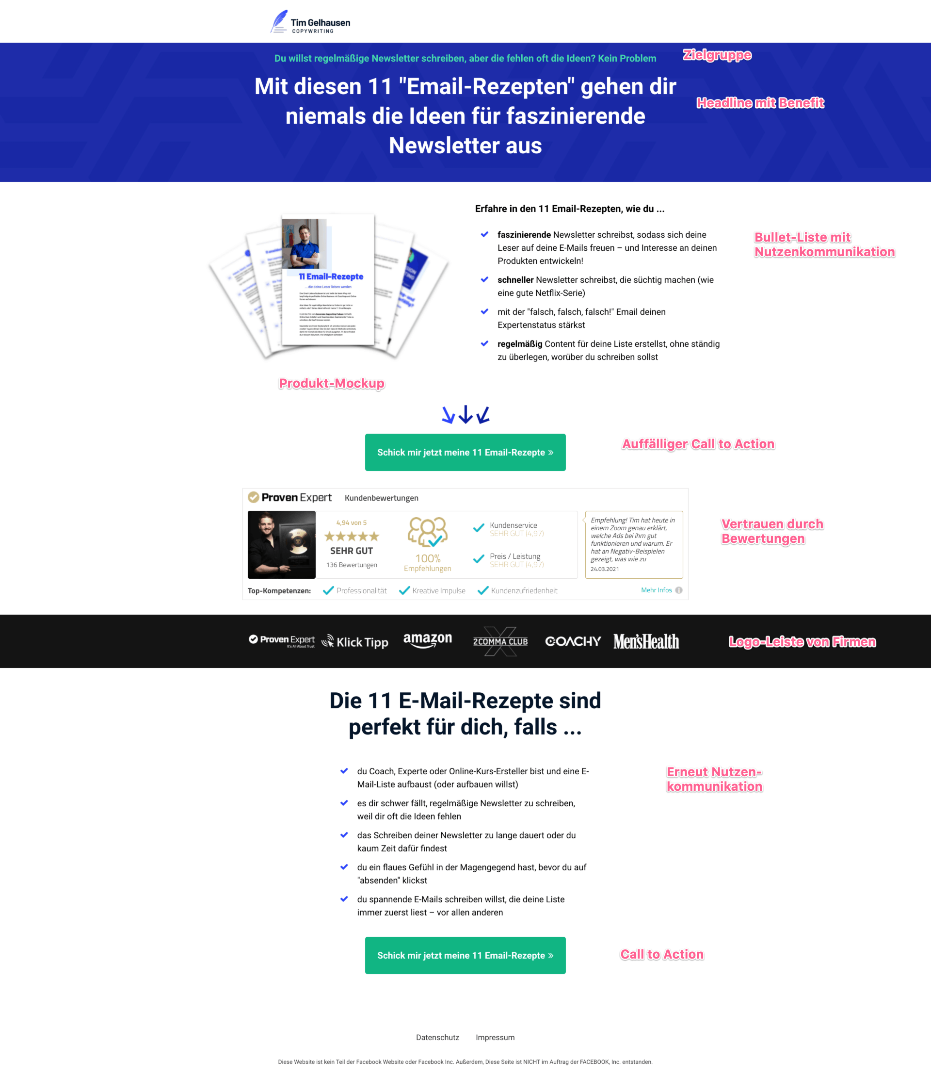 Best Practice gelungene Landing Page