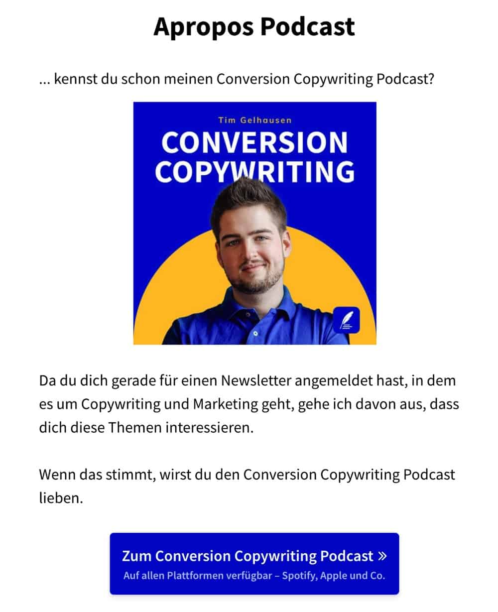 Danke-Seiten Beispiel: Content von dir verlinken