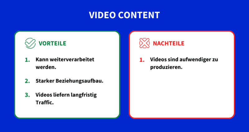 Vor- und Nachteil von Video Content