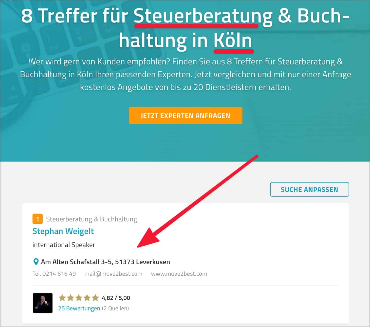 Gezielte Suche nach Dienstleistern über ProvenExpert