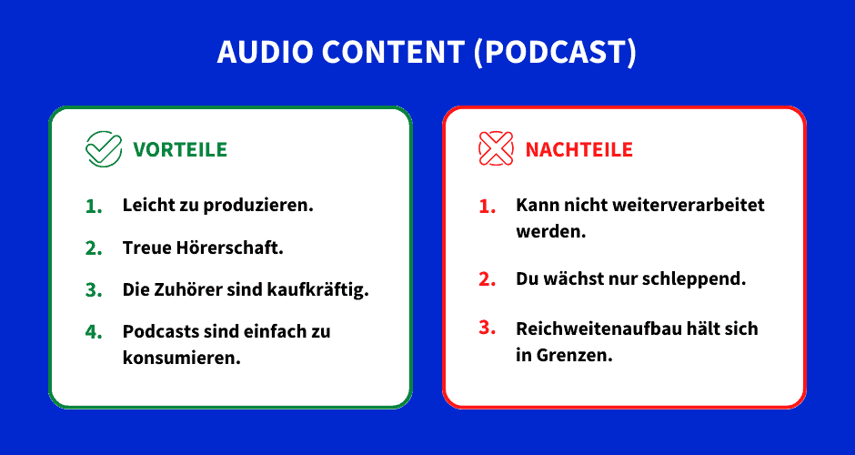Vor- und Nachteile von Audio Content
