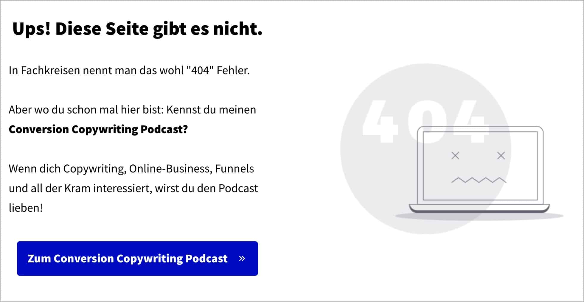 Podcast auf deiner 404-Seite platzieren für kostenlose Werbung
