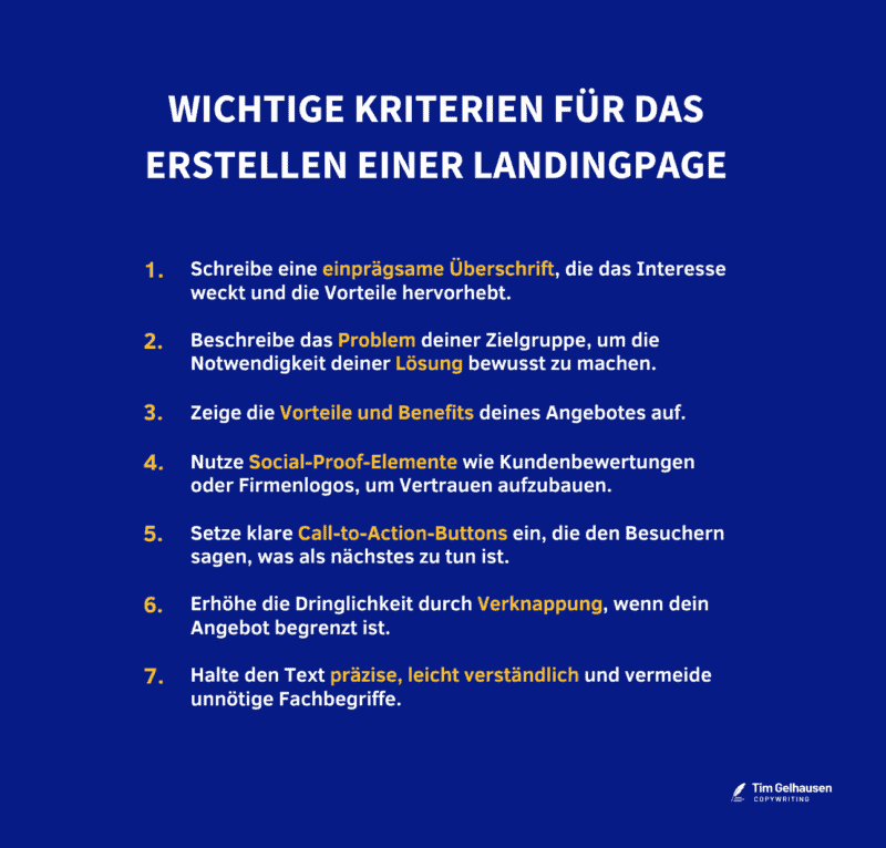 Kriterien für das Erstellen einer Landingpage
