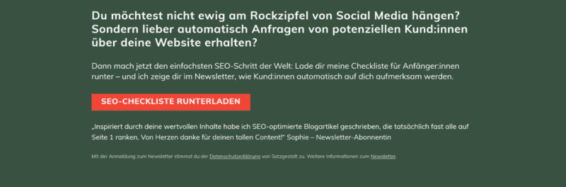 Lead Magnet Beispiel Satzgestalt